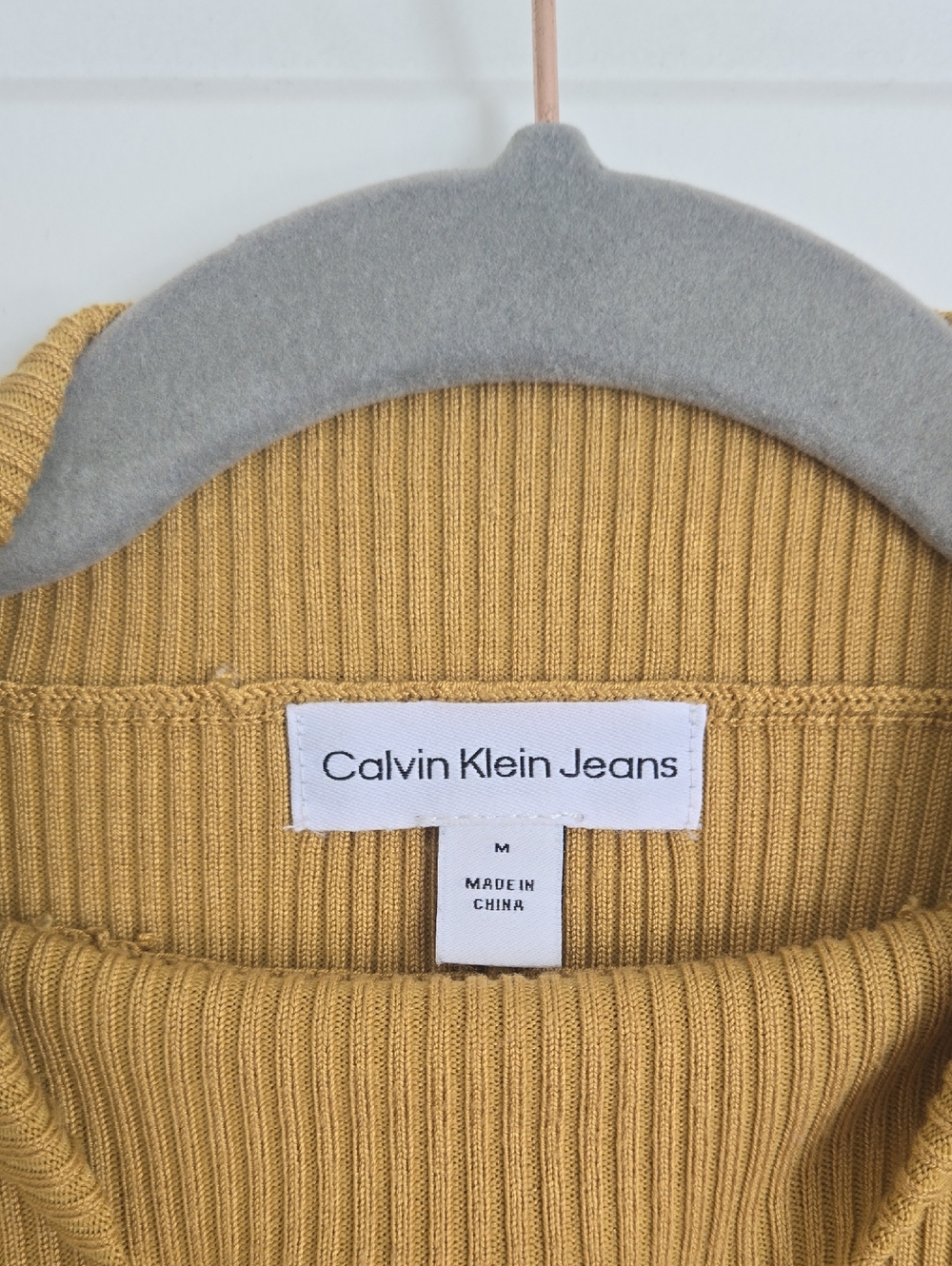 Calvin Klein Jeans Men's Ribbed Turtleneck Sweater in Mustard